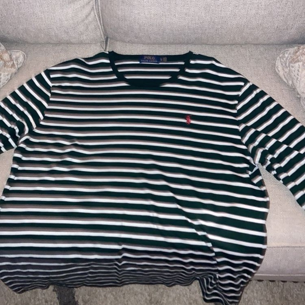 Long sleeve dark green polo